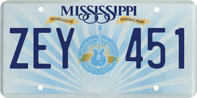 MS license plate ZEY451