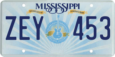 MS license plate ZEY453