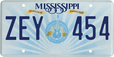 MS license plate ZEY454