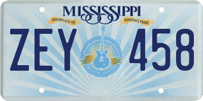 MS license plate ZEY458