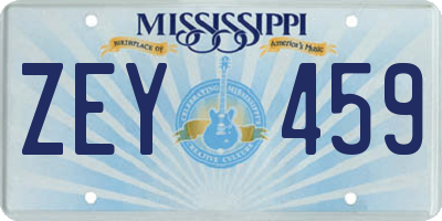 MS license plate ZEY459