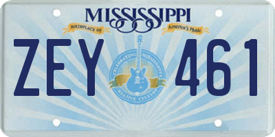 MS license plate ZEY461