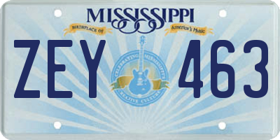 MS license plate ZEY463