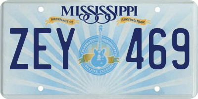 MS license plate ZEY469