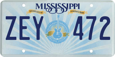 MS license plate ZEY472