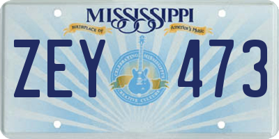 MS license plate ZEY473