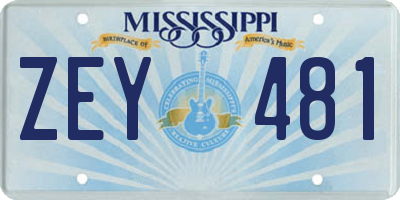 MS license plate ZEY481