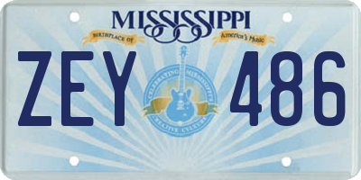 MS license plate ZEY486