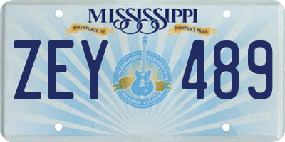 MS license plate ZEY489