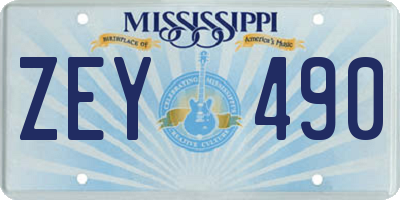 MS license plate ZEY490
