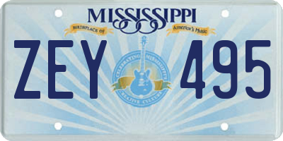 MS license plate ZEY495