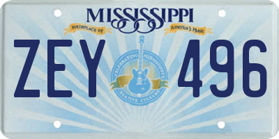 MS license plate ZEY496