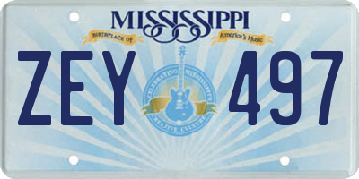 MS license plate ZEY497