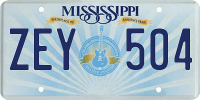 MS license plate ZEY504