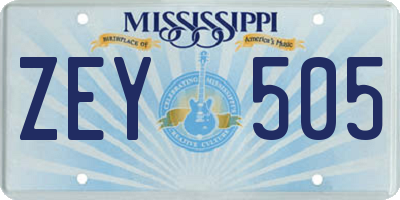 MS license plate ZEY505