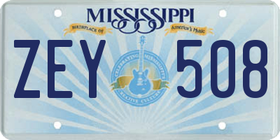 MS license plate ZEY508
