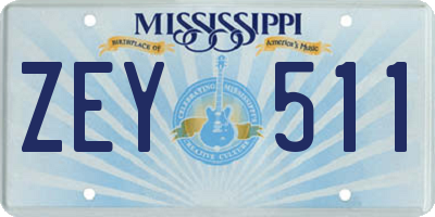 MS license plate ZEY511