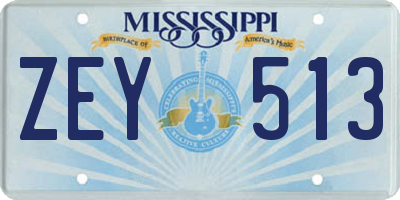 MS license plate ZEY513
