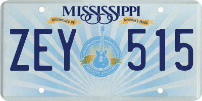 MS license plate ZEY515
