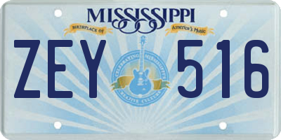 MS license plate ZEY516