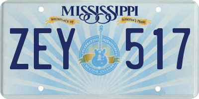 MS license plate ZEY517