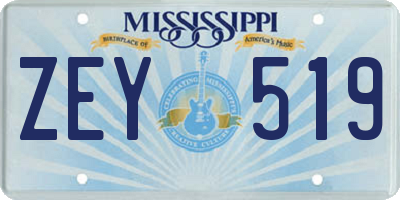 MS license plate ZEY519