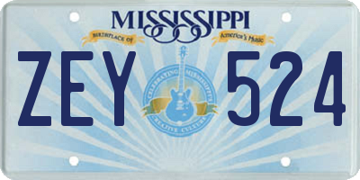 MS license plate ZEY524