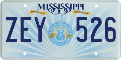 MS license plate ZEY526