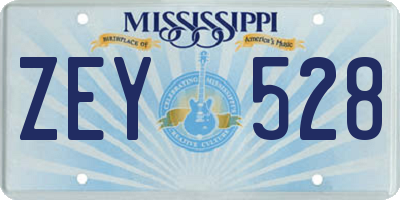 MS license plate ZEY528