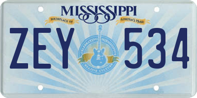 MS license plate ZEY534