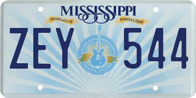MS license plate ZEY544