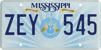 MS license plate ZEY545