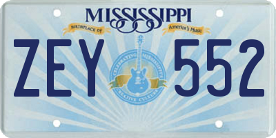 MS license plate ZEY552