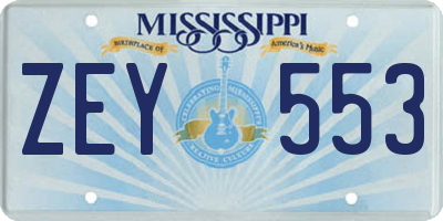 MS license plate ZEY553