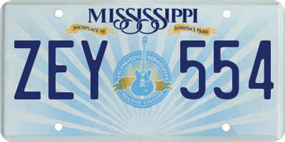 MS license plate ZEY554