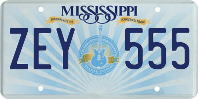 MS license plate ZEY555