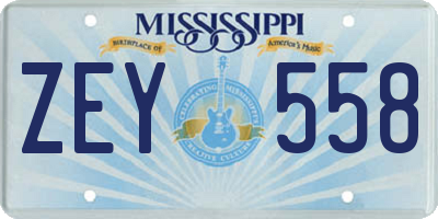 MS license plate ZEY558