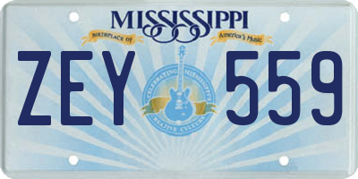MS license plate ZEY559