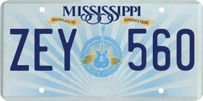 MS license plate ZEY560