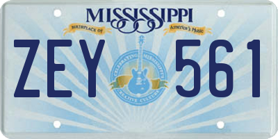 MS license plate ZEY561