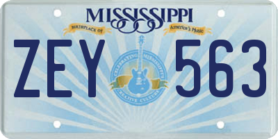 MS license plate ZEY563