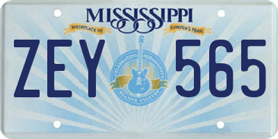 MS license plate ZEY565