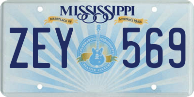 MS license plate ZEY569