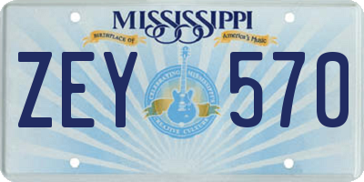 MS license plate ZEY570
