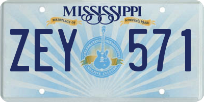 MS license plate ZEY571