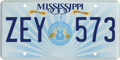 MS license plate ZEY573