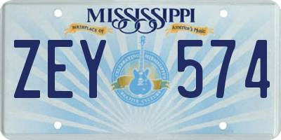 MS license plate ZEY574