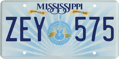 MS license plate ZEY575