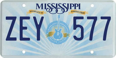 MS license plate ZEY577