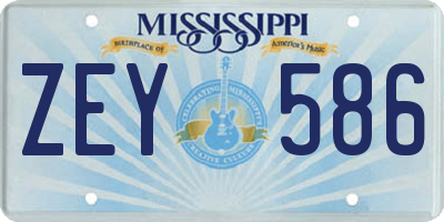 MS license plate ZEY586